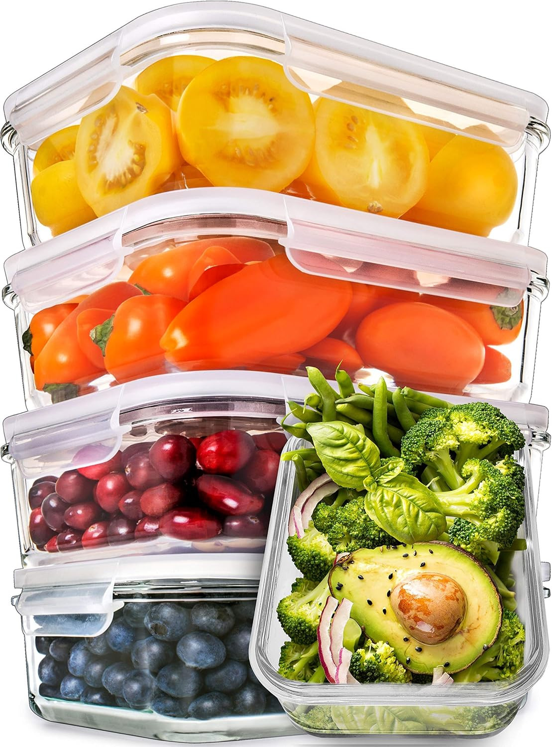Prepnaturals 5 Pack 30 Oz Glass Meal Prep Containers – Dishwasher Microwave Free