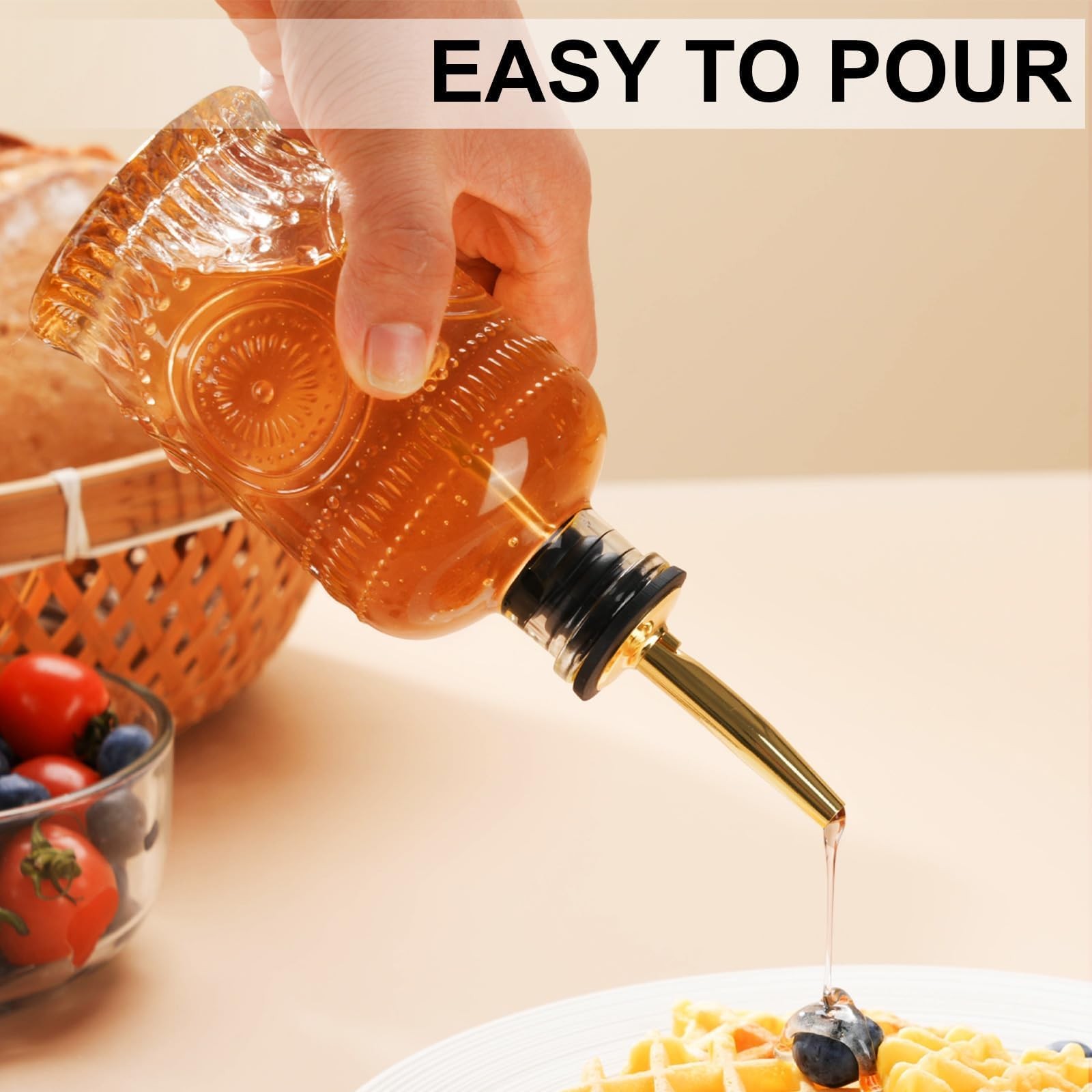 1pcs Glass Coffee Syrup Dispenser Bottles 7 OZ, Simple Syrup Bottles with Met…