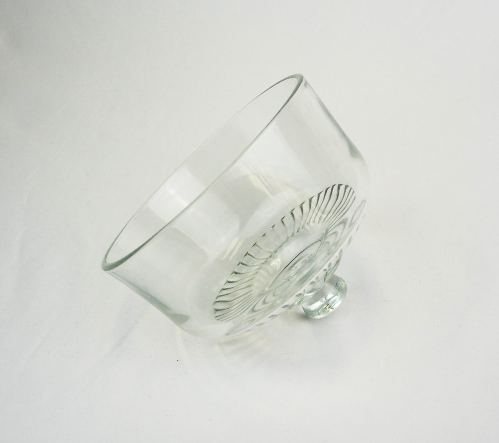 Vintage Clear Pressed Glass Food Dome Cheese Cloche Ribbed Top Made in France