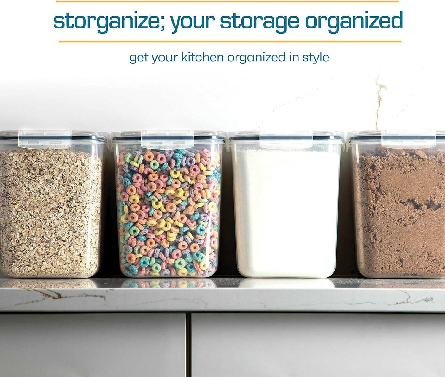 Flour Sugar Storage Containers (5.3L/4Pk) Great Rice Canisters Sets for the Kitc
