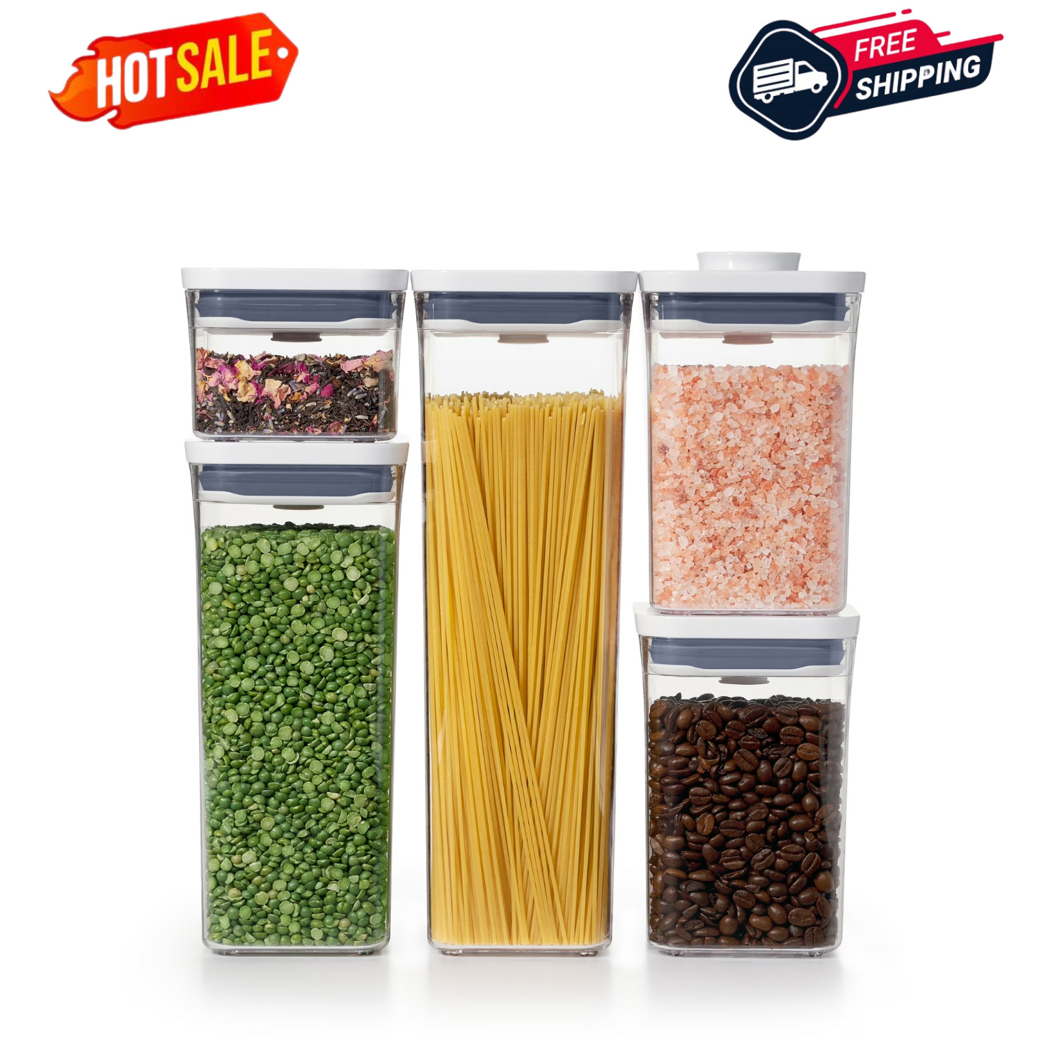 OXO SoftWorks POP 5Pc Airtight Food Storage Container Set Clear