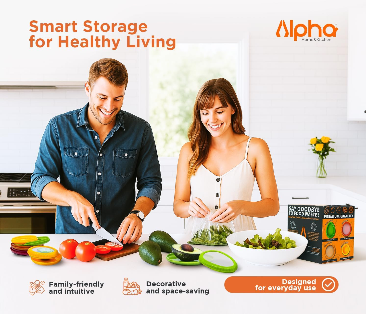 Avocado Saver & Onion Storage – Set of 4 BPA-Free Food Containers with Silico…