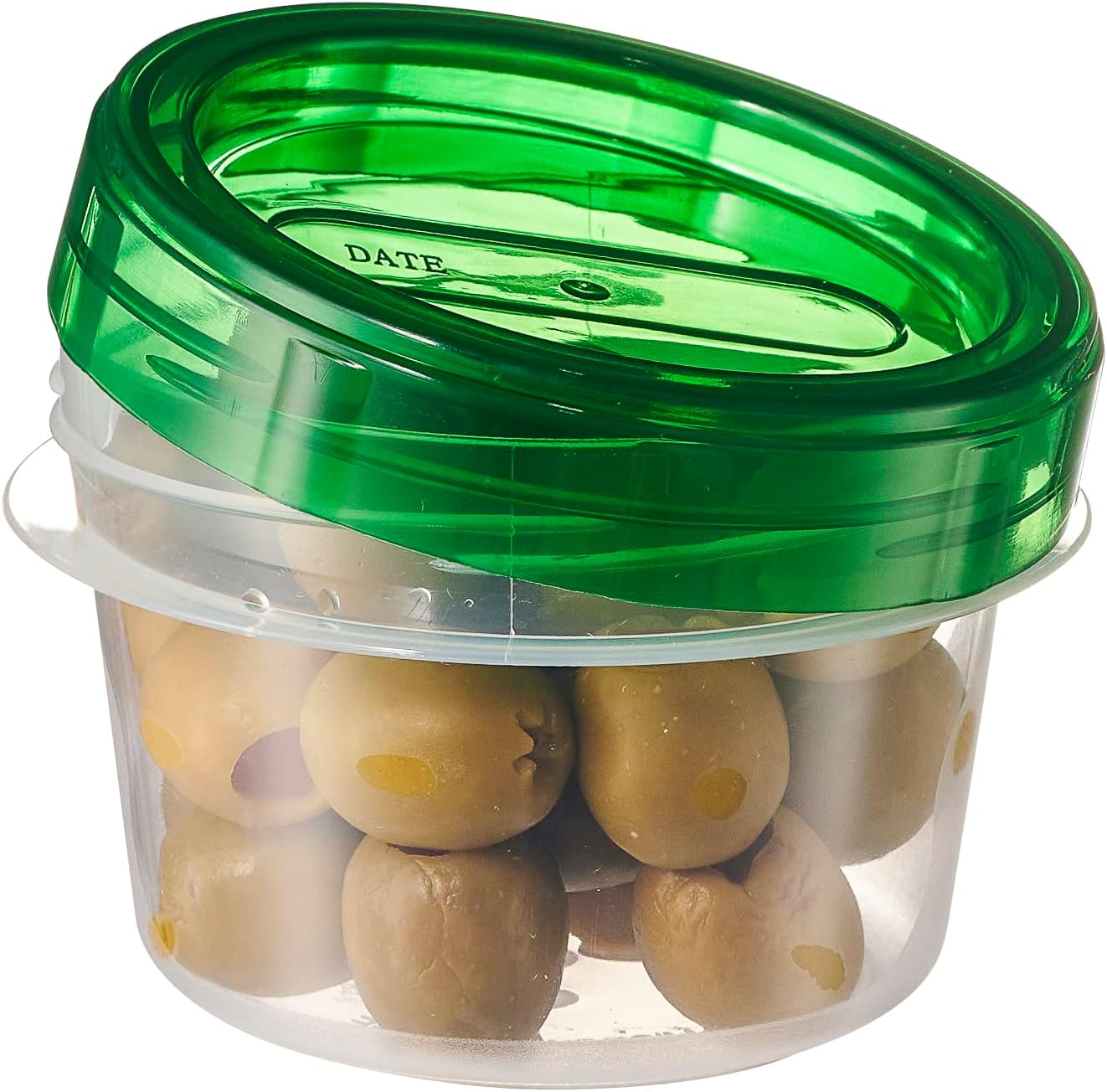 6 Pack Twist Cap Storage Containers with Green Screw on Lid- 4 Oz Reusable Meal