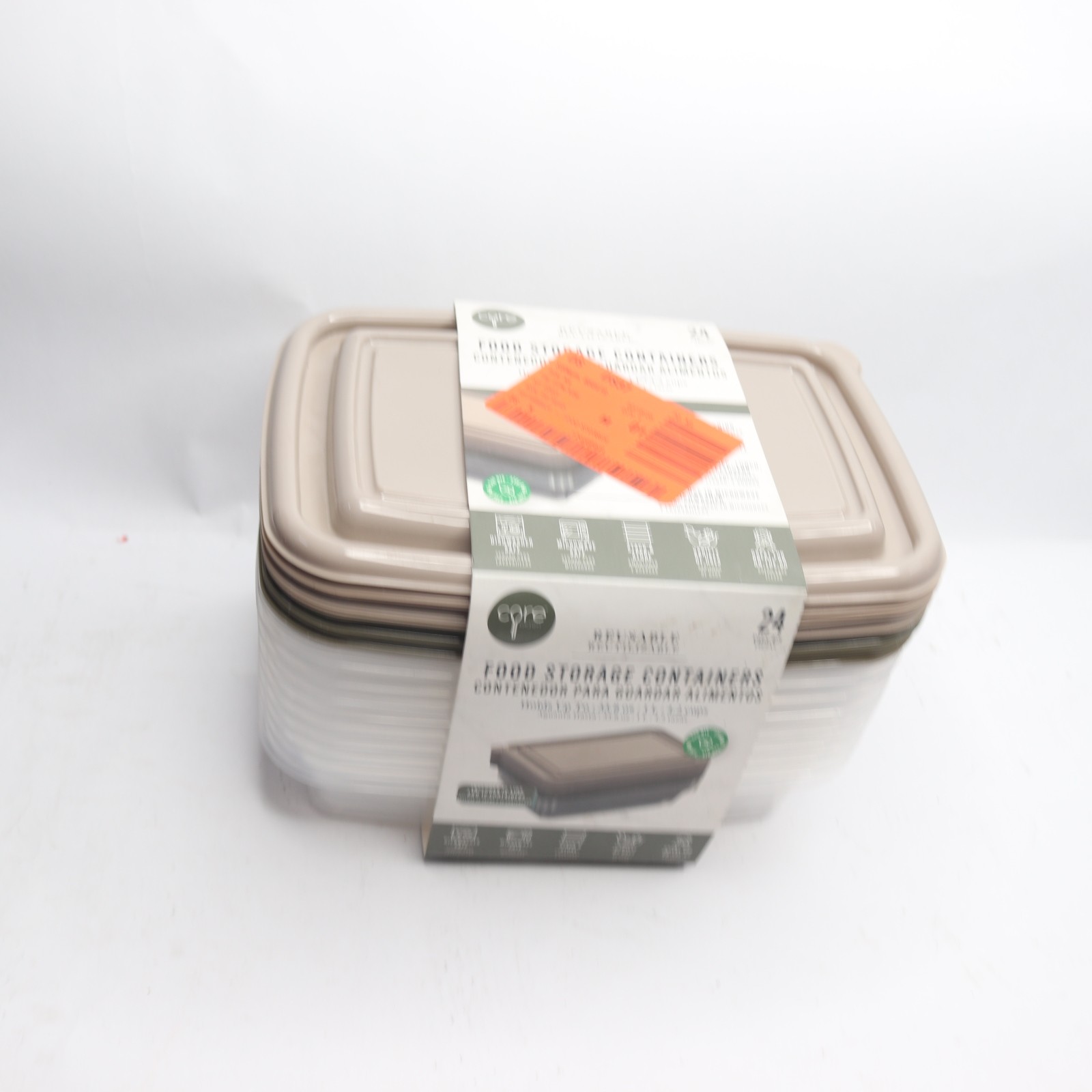 (24-Pk) Core Kitchen Food Storage Containers in Earth Stone Polypropylene
