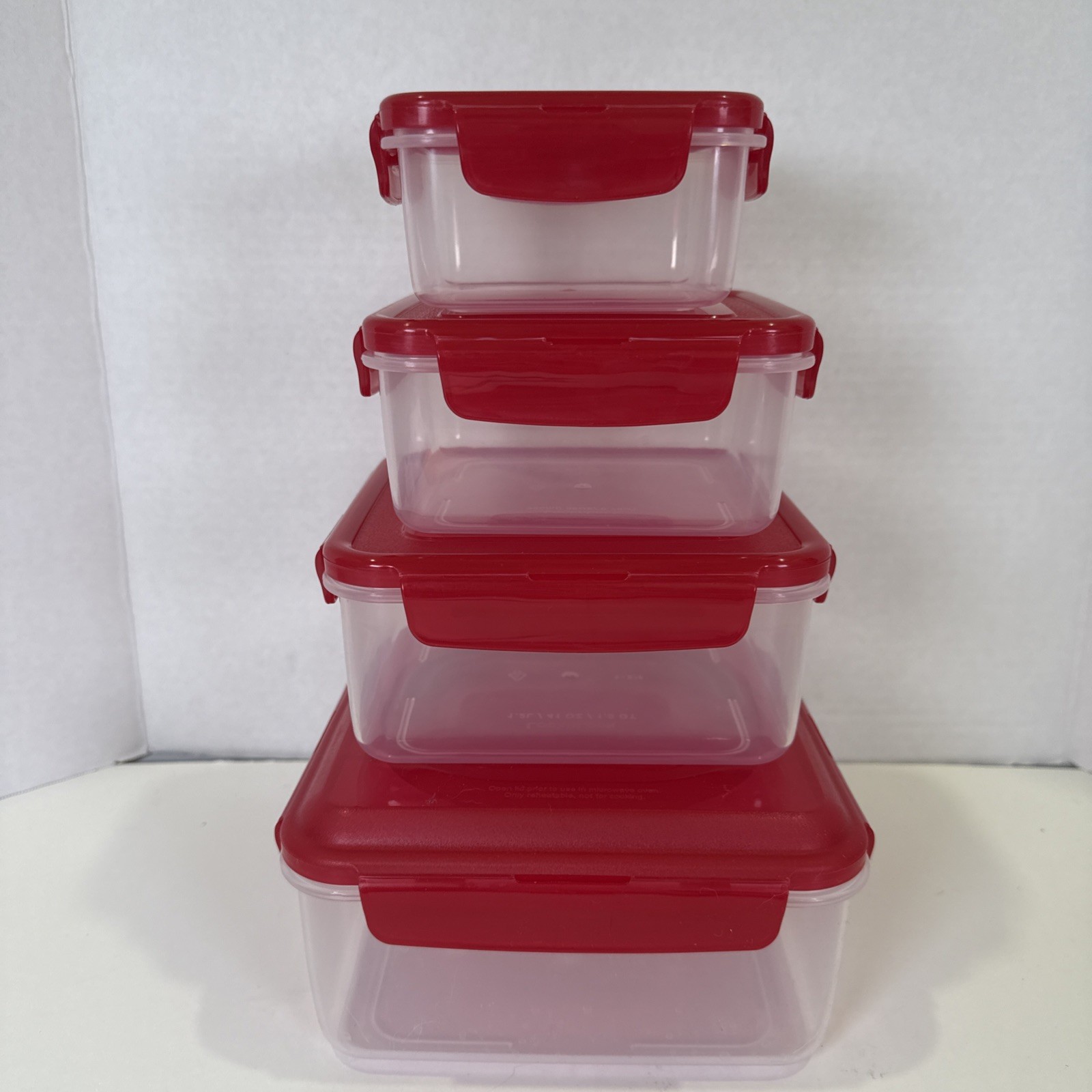 LocknLock Set Of 4 Nestable Food Containers Red HPL980 HPL979 HPL978 HPL977