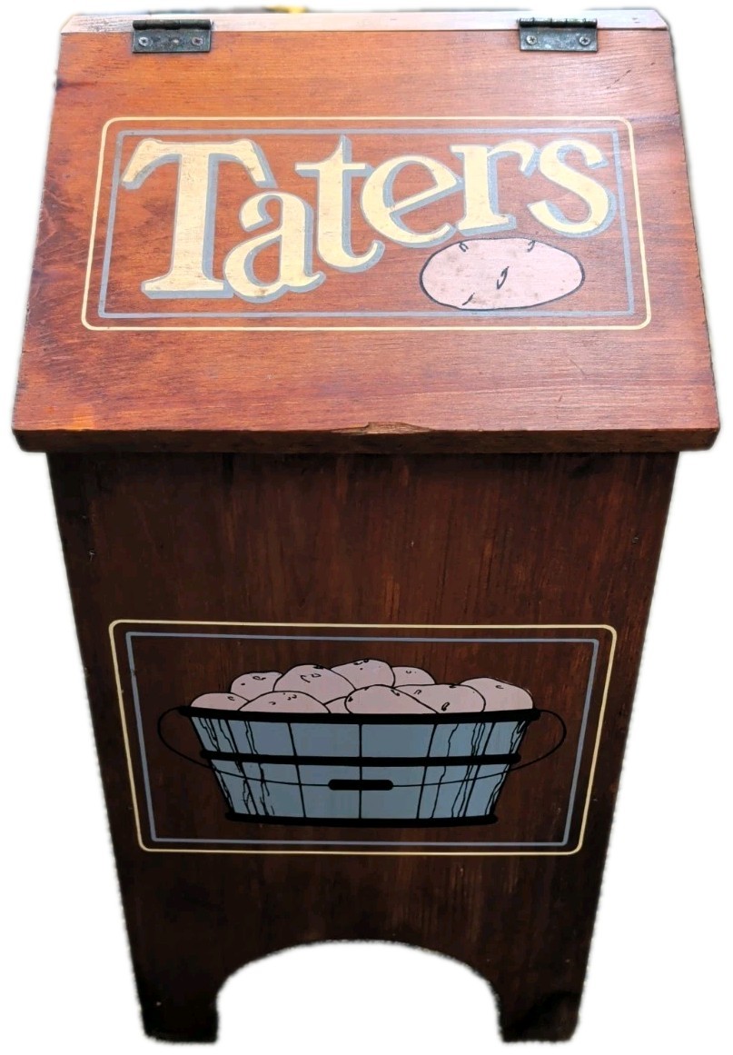 Vintage Wood Vegetable Potatoes Taters Storage Bin Farm Primitive Country Box