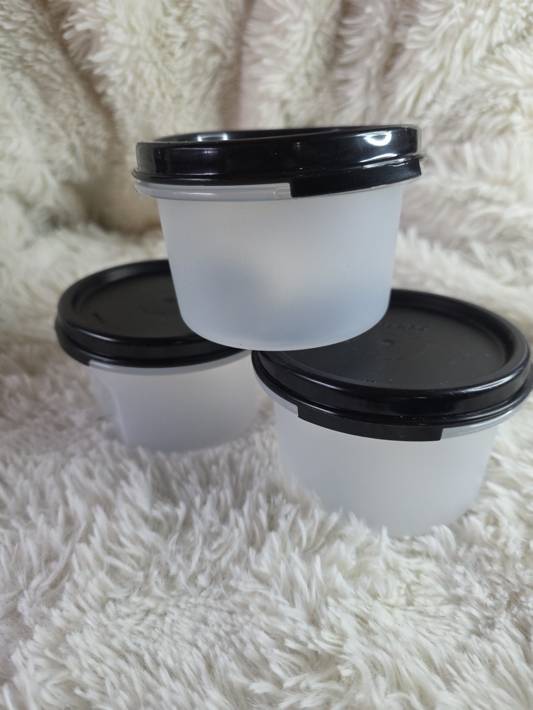Tupperware Modular Mate Round #1 Containers Set Of 3 Black Seal #1607 #1605