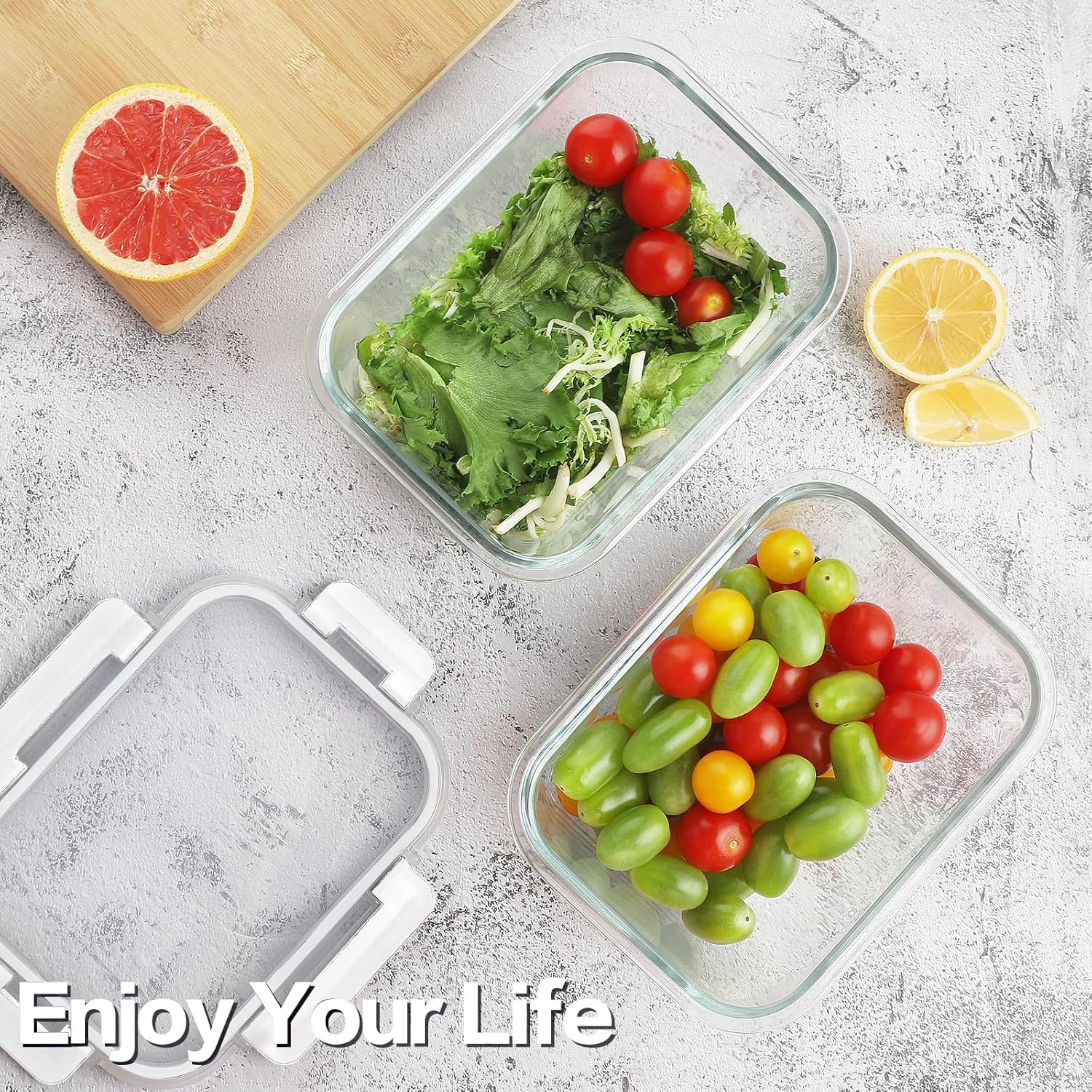 4 Pieces 63oz/8cup Large Glass Food Storage Containers with Lids, Meal Prep Cont