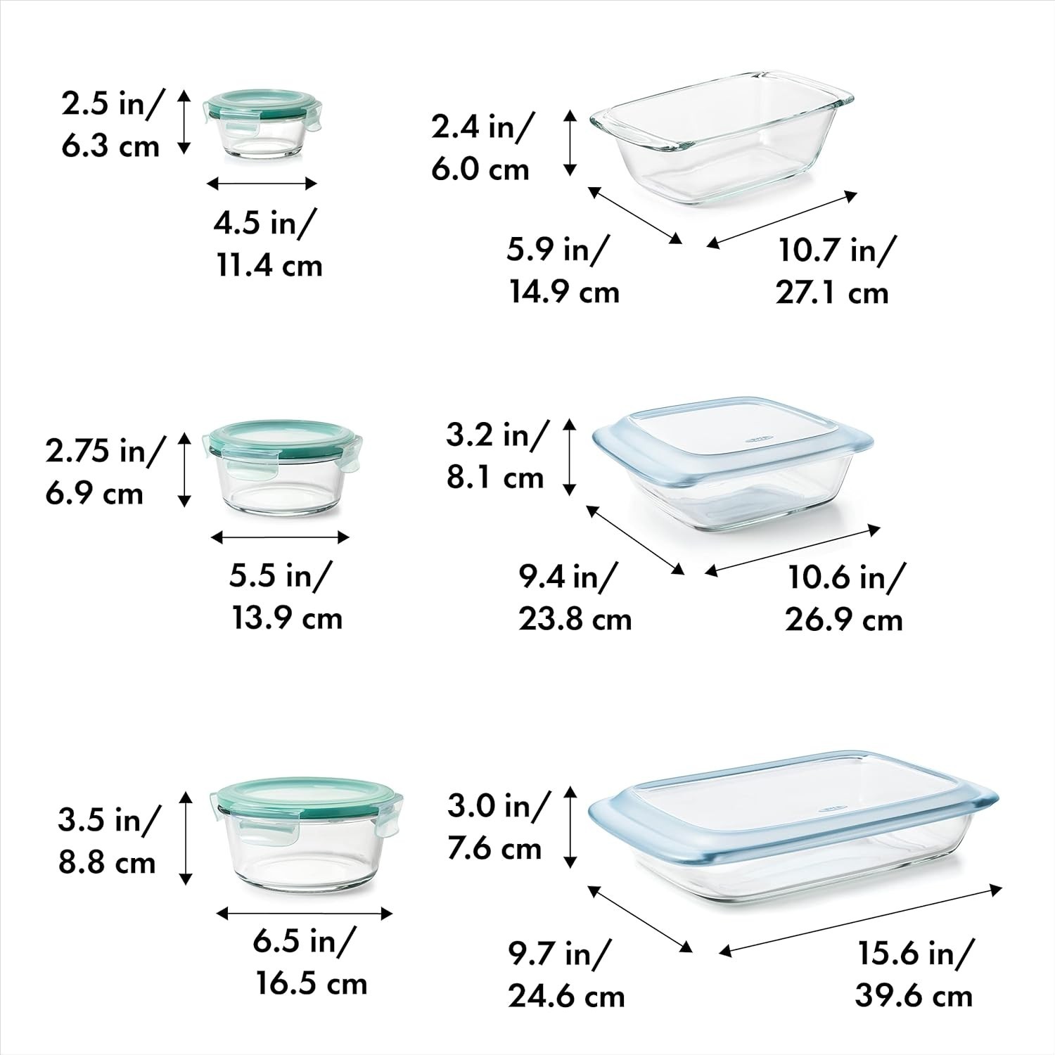 OXO Good Grips 14 Piece Freezer-to-Oven Safe Glass Bake, Serve and Store Set