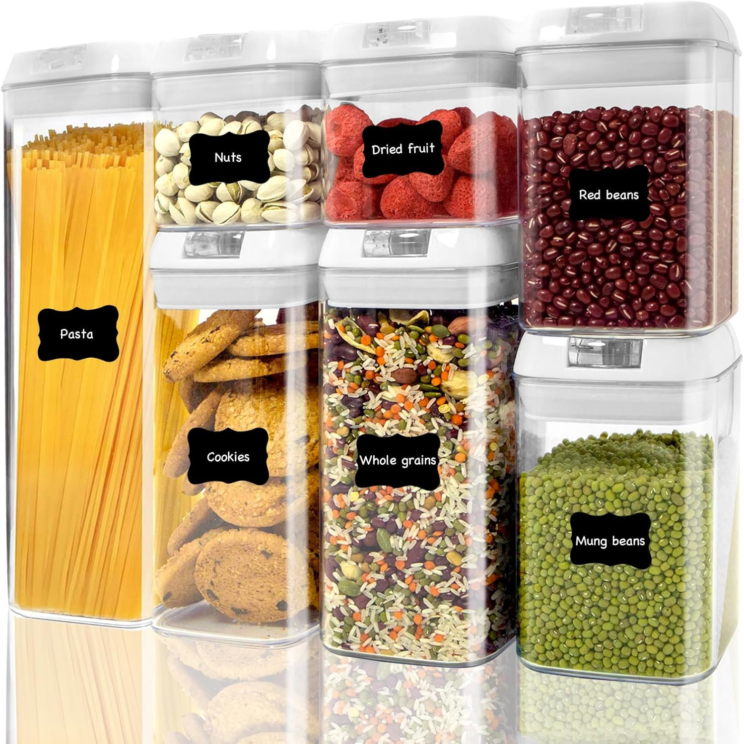 Airtight Food Storage Containers with Lids, 7 PCS BPA Free Kitchen Canisters for
