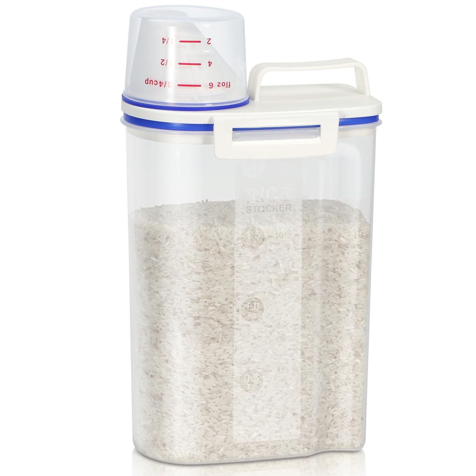 TBMax Rice Container 4 Lbs / 2 Kg Dispenser with Measuring 1 pack, Blue