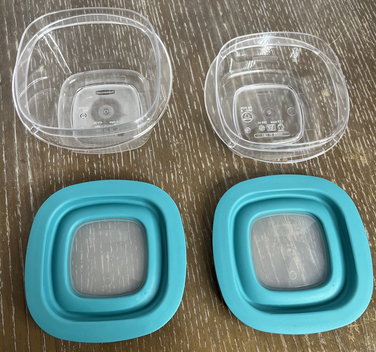 Rubbermaid Premier Storage Containers W/Flex Lids Teal 1.25 Cup&2 Cups Stackable