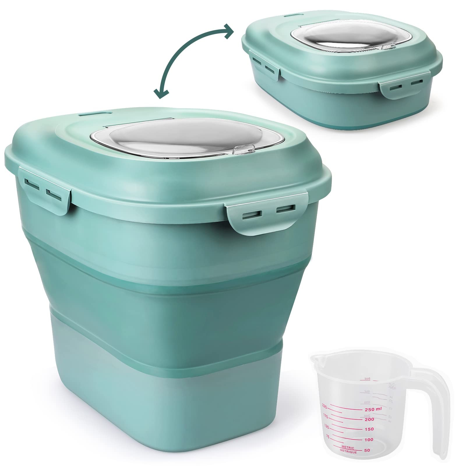 Cereal Rice Storage Containers, 20 to 50Lbs Collapsible Dry Food Dispenser Bi…