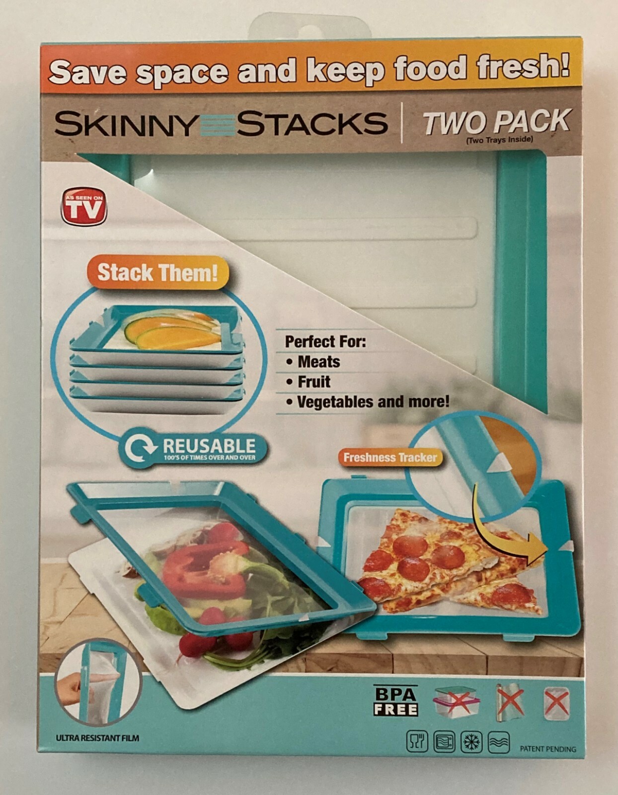 Set of 2 Skinny Stacks Food Storage Trays New In Box Intersell Brand