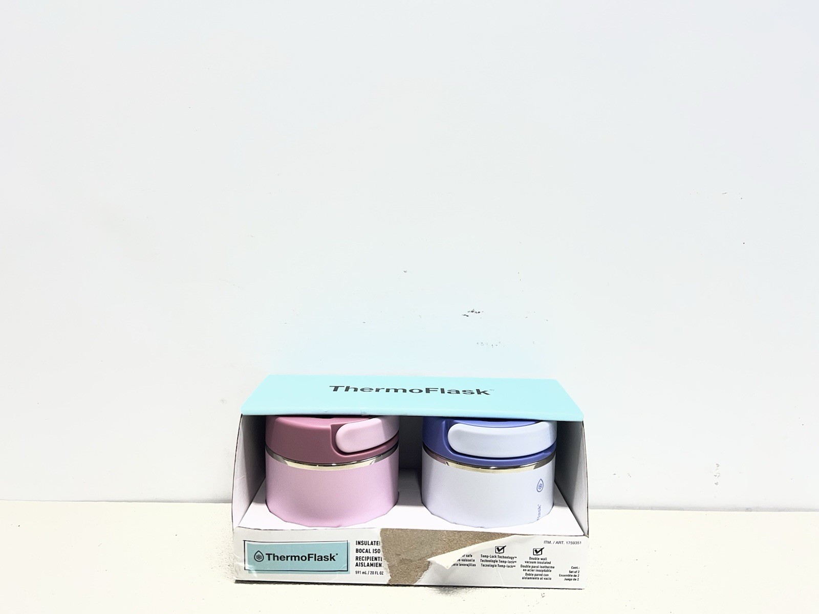 ThermoFlask 20 oz Insulated Food Jar- 2-pack -Pink/Light Blue