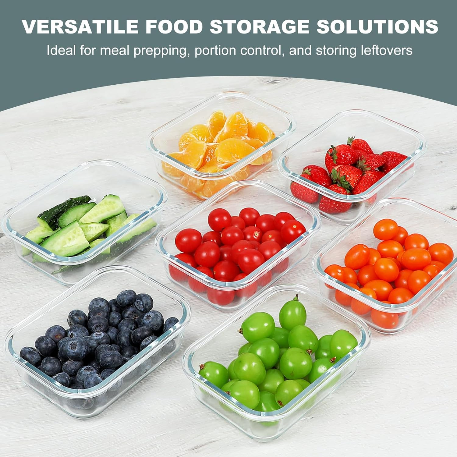 KOMUEE 10 Packs 22 oz Glass Meal Prep Containers, Glass Food Storage Containers