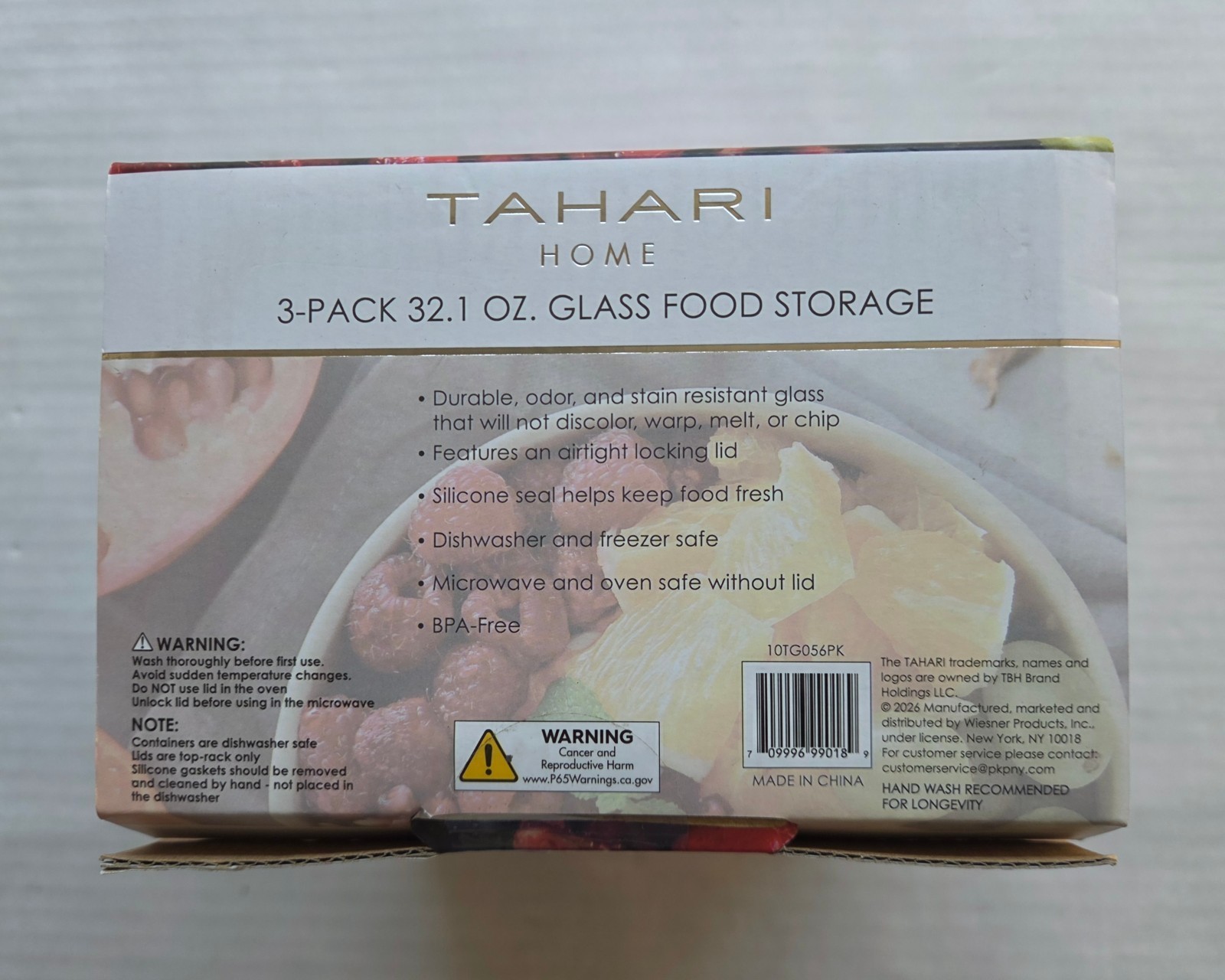 Tahari Home 3-Pack 32.1 Oz Glass Food Storage – Leak Proof – Microwave Safe
