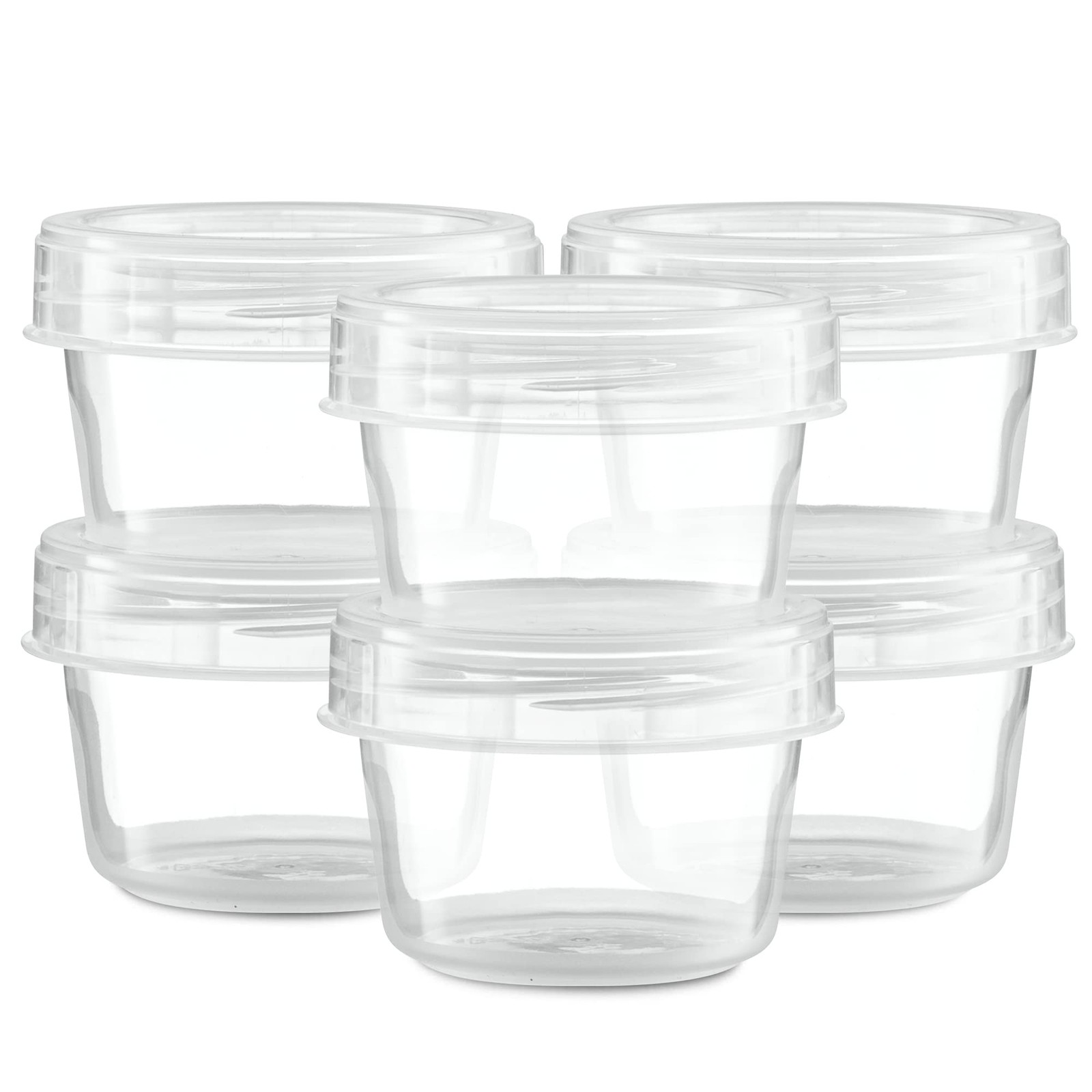 (4 Ounce 10 Pack) Twist Cap Containers Clear Bottom with Red Top Screw on Lids T