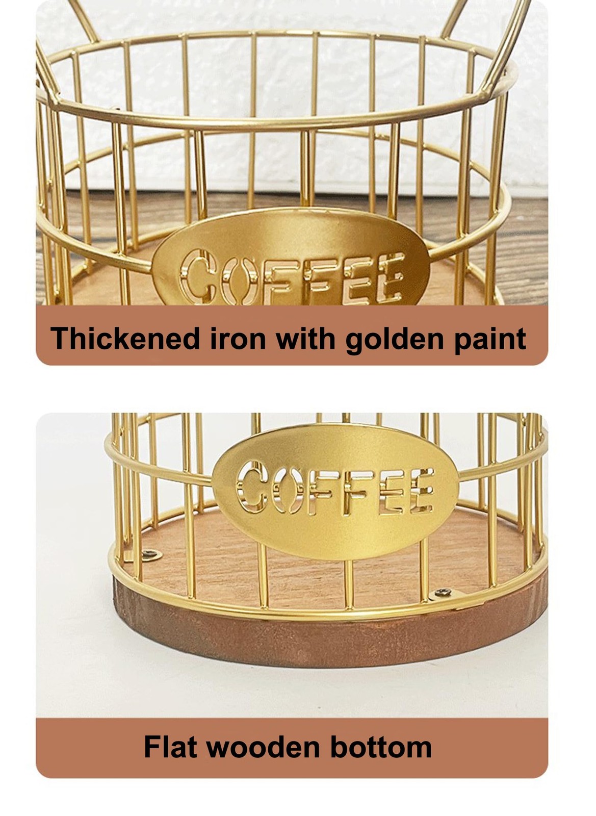 Fving Coffee Pods Holder for Countertop, K Cup Samll-gold, Gold