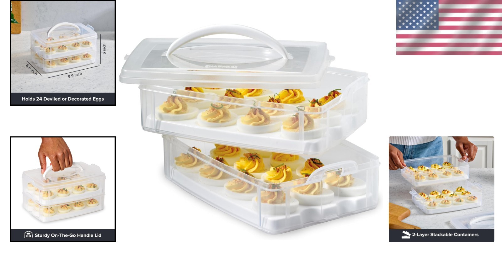 Stylish 2-Layer Egg Holder Carrier – Safe for Freezer, Dishwasher, and Microwave