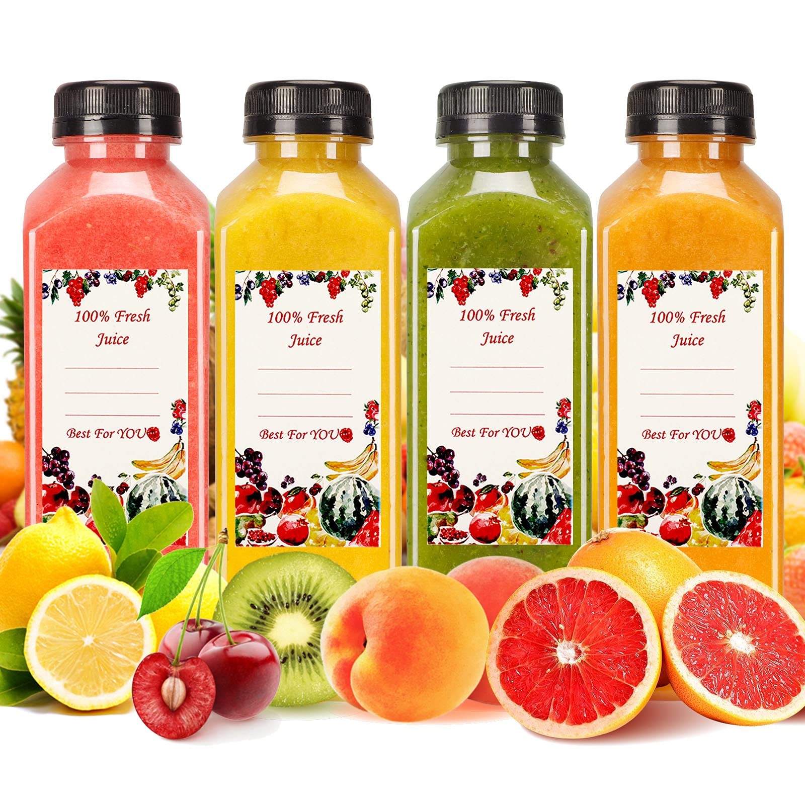 20pcs 16oz Juice Bottles, Plastic Juicing Bottles with Caps, Clear Drink Cont…