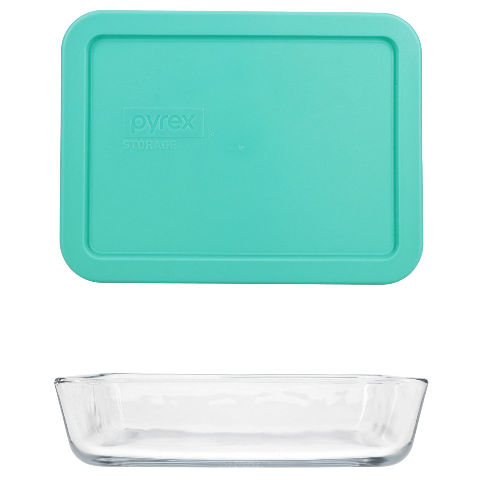 Pyrex (1) 7210 3-cup Glass Dish & (1) 7210-PC Light Green Lid
