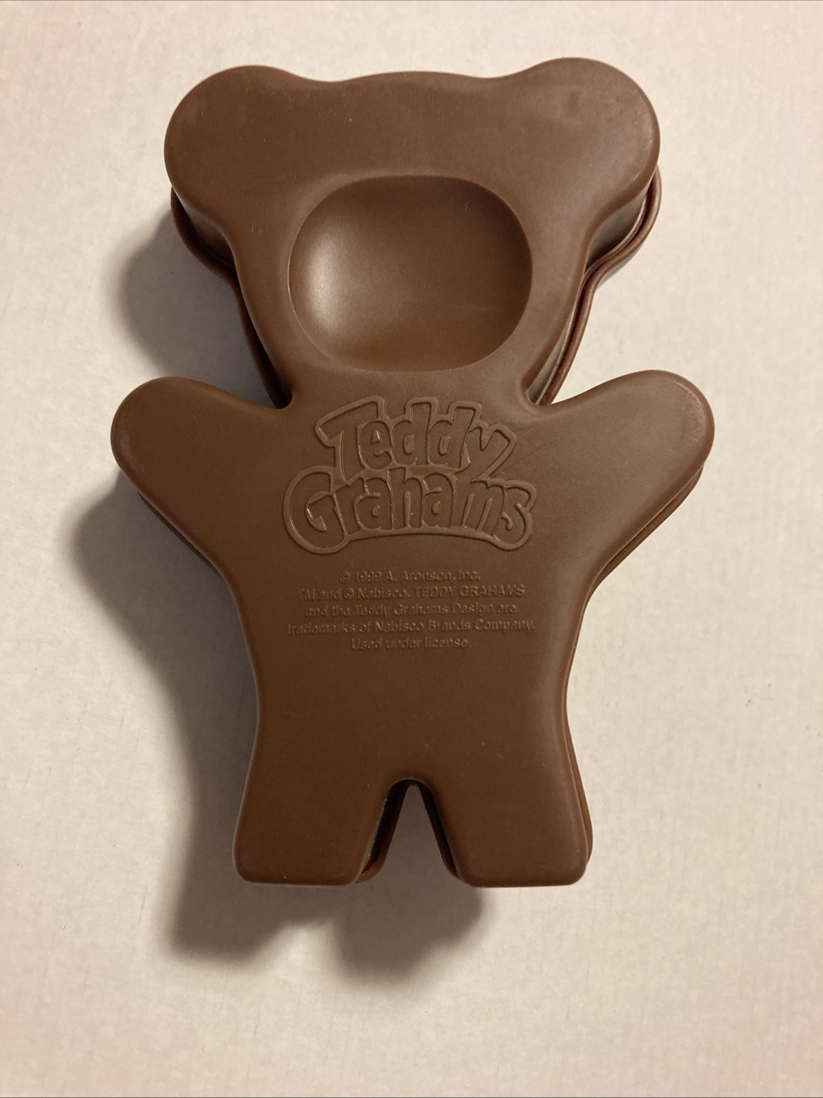 Teddy Grahams Flip Top Dark Brown Chunky Snack Container Vintage 1999 USED F1