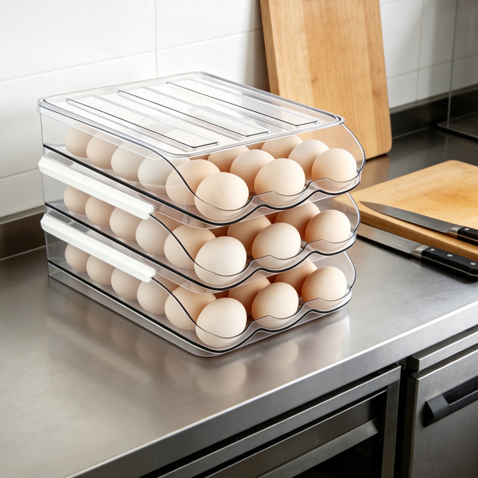3-tier Egg Holder for Fridge Egg Storage Container, Large Capacity Egg Organizer