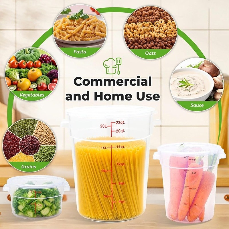 Large Food Storage Containers 22QT 4Pack BPA-Free W/ Sealed Lids Labels New