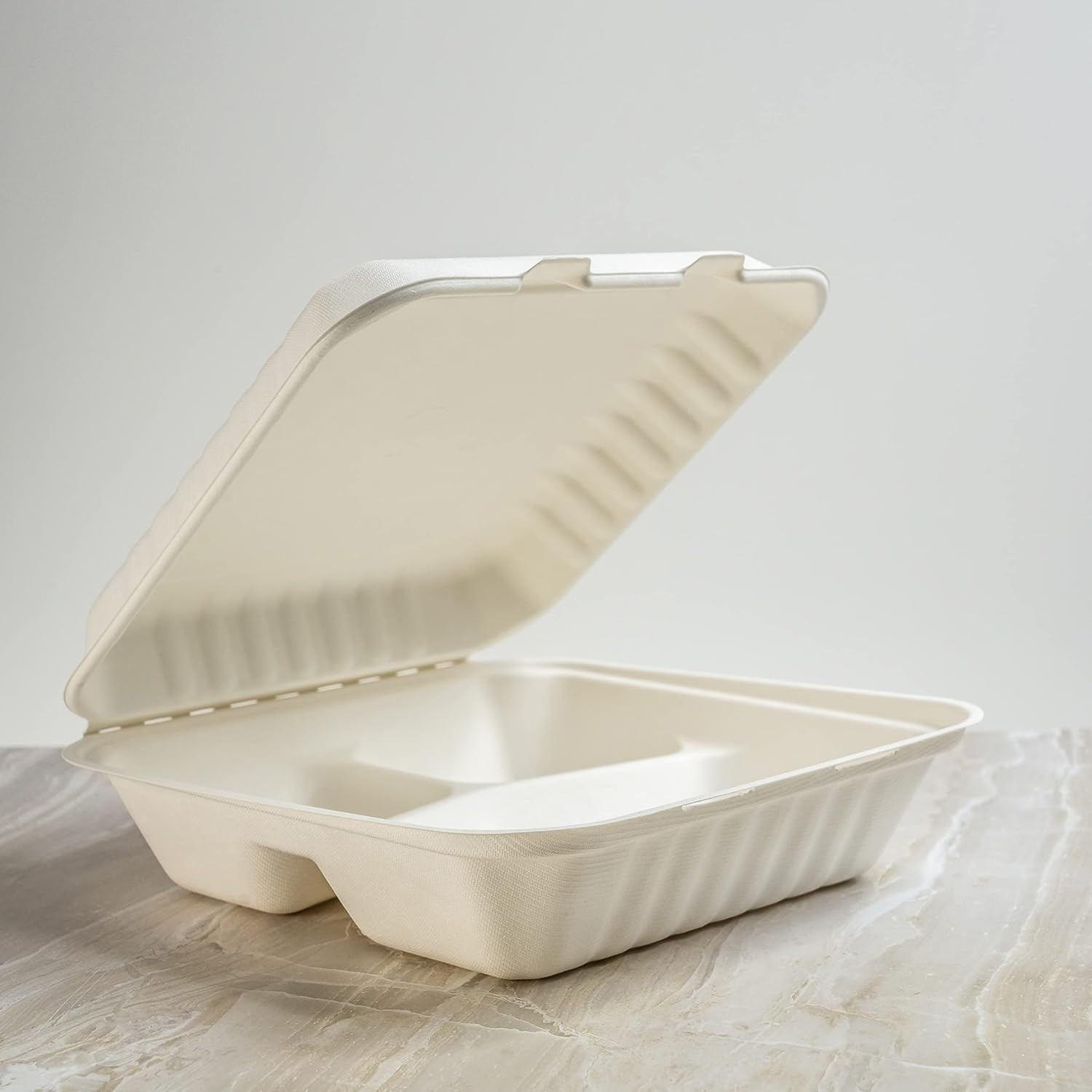 75 Count Green Wave 9″x9″x3″ Clamshell Take Out Food Containers,3 compartments f