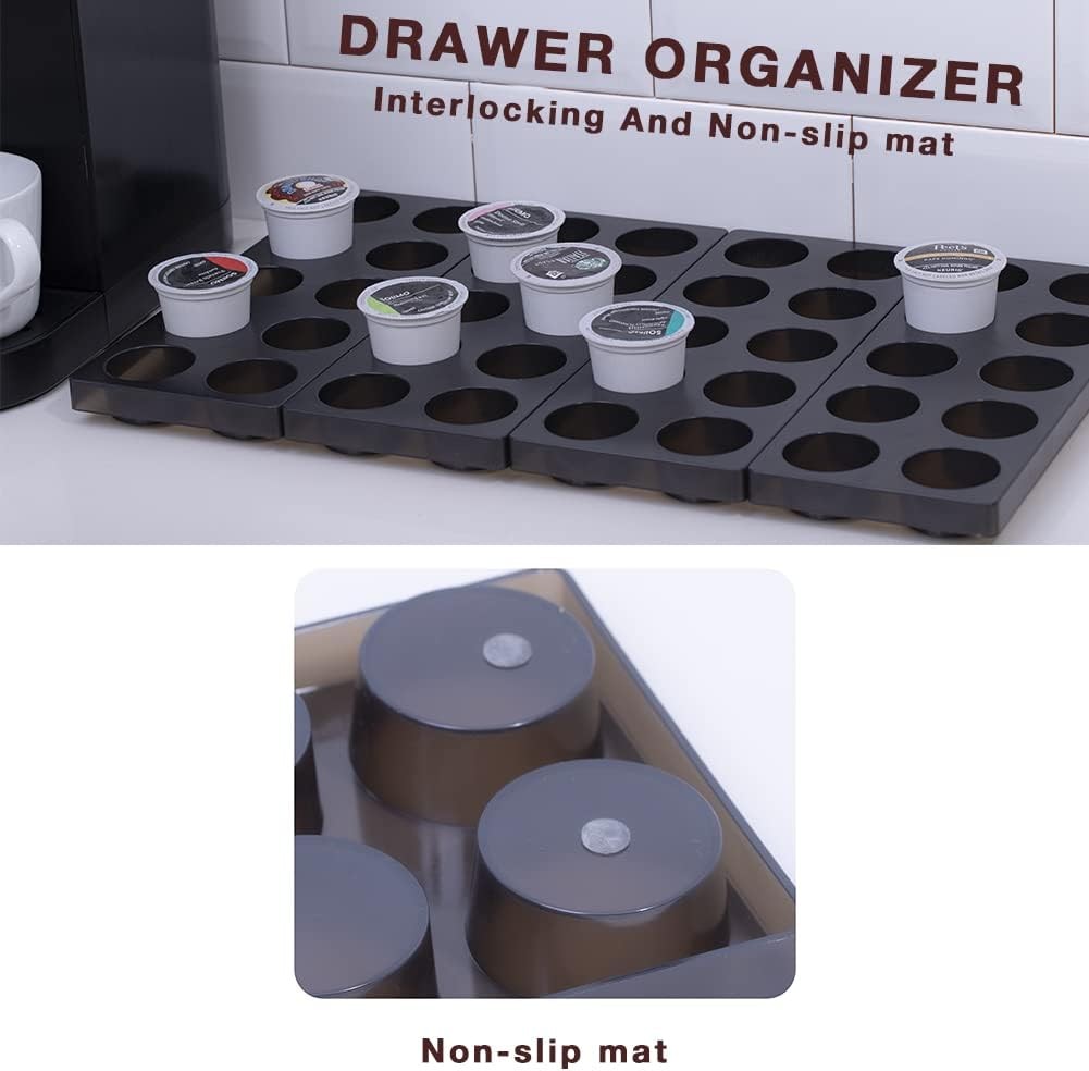Coffee Pod Storage Organizer for Kitchen Drawer Holders 20pods, Brown-20pods