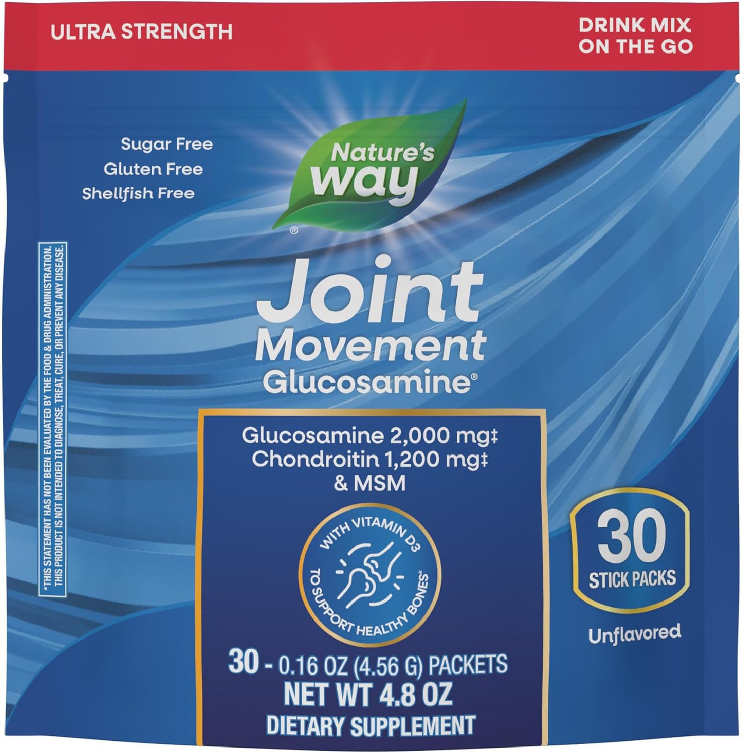 Nature’s Way Joint Movement Glucosamine Drink Mix, Ultra Strength 30 Stick Packs