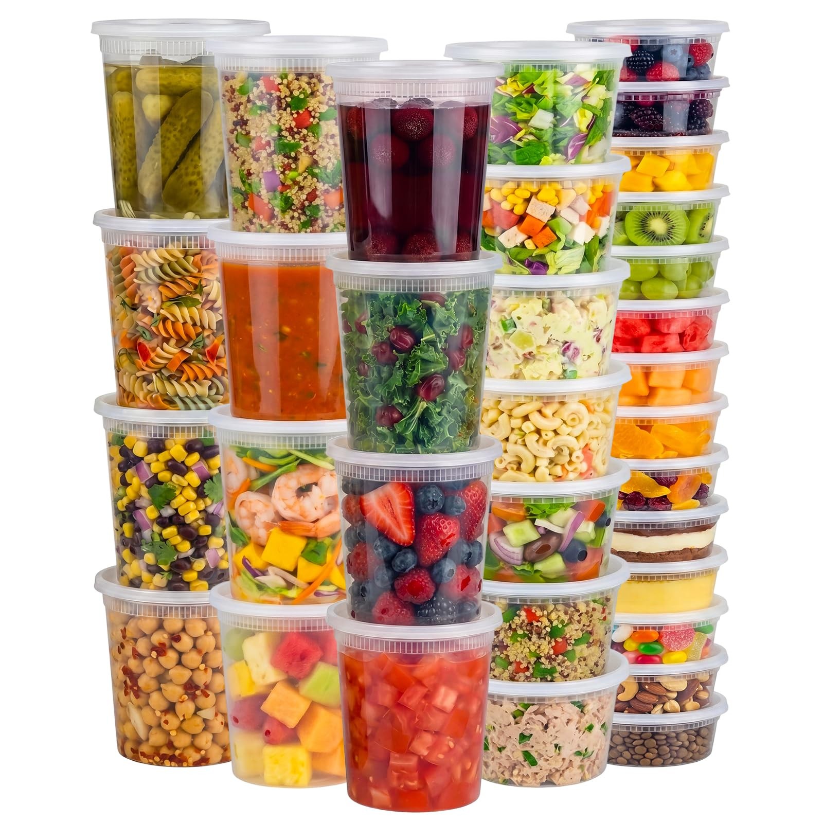 Deli Containers with Lids 48 Sets, 32/16/8 oz Food Storage Containers with Li…
