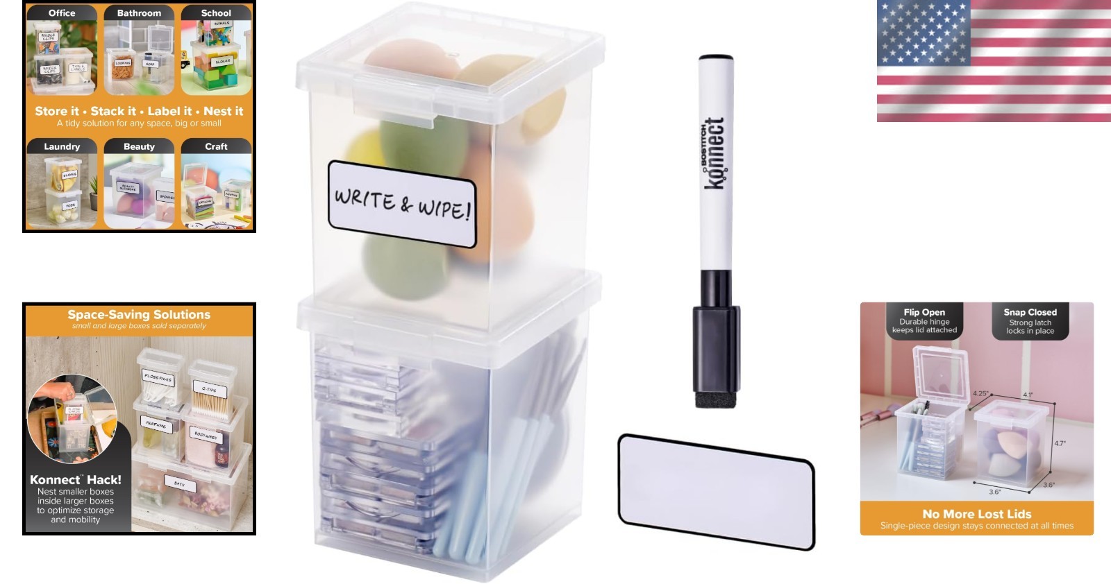 Compact Clear Storage Boxes with Snap Closure – Stackable & Organized – 2 Pack
