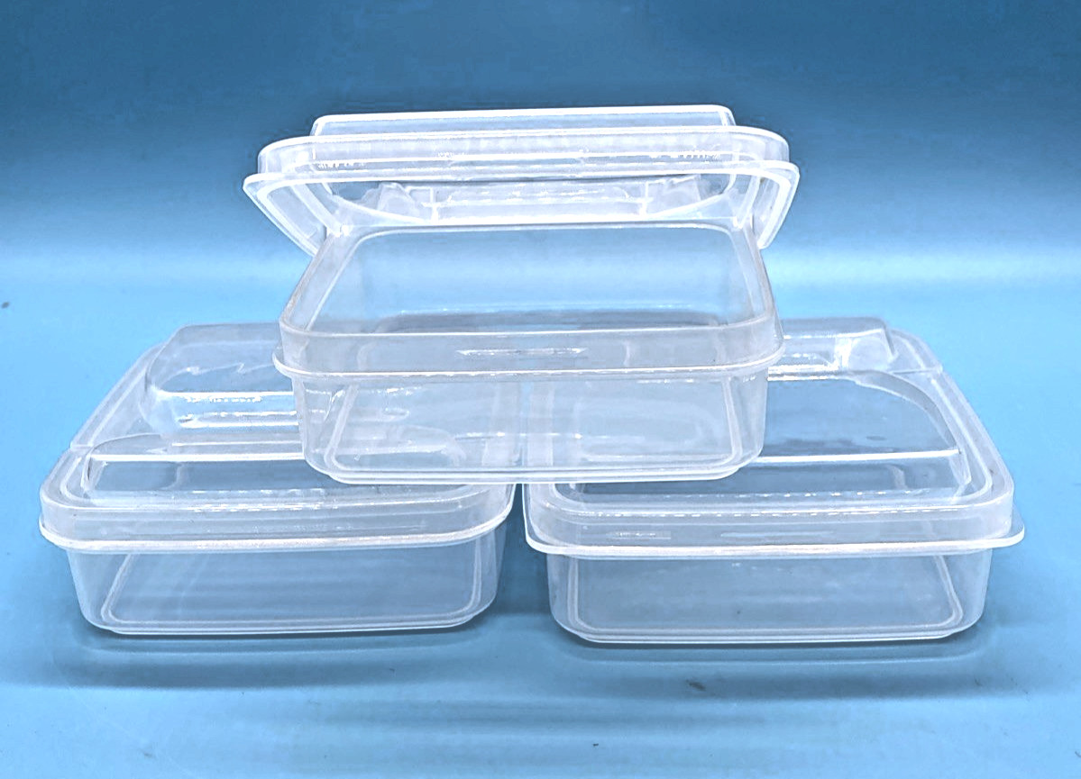 3-Pack Cheese Slice Storage Boxes Stackable 4″x4″x1.5″ Food Container Leakproof