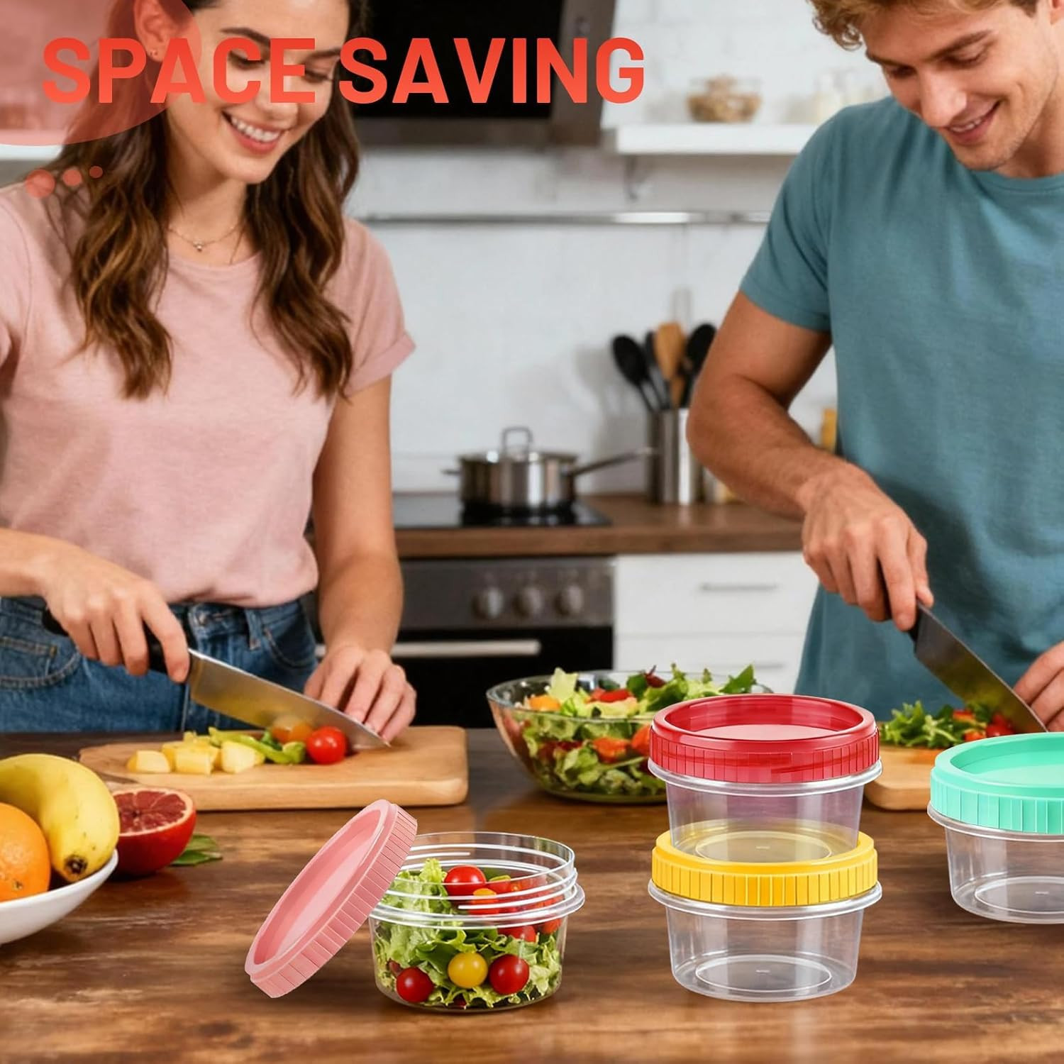 12 Pack Freezer Containers with Screw on Lids, 10Oz Stackable Reusable Food