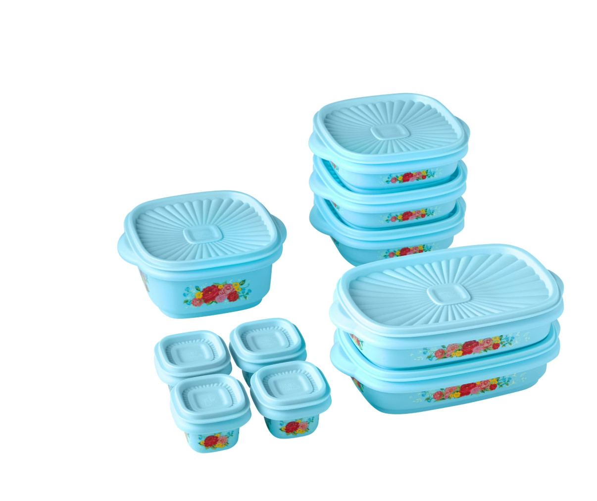 The Pioneer Woman 20 Piece Plastic Food Storage Container Variety Set, Sweet Ros