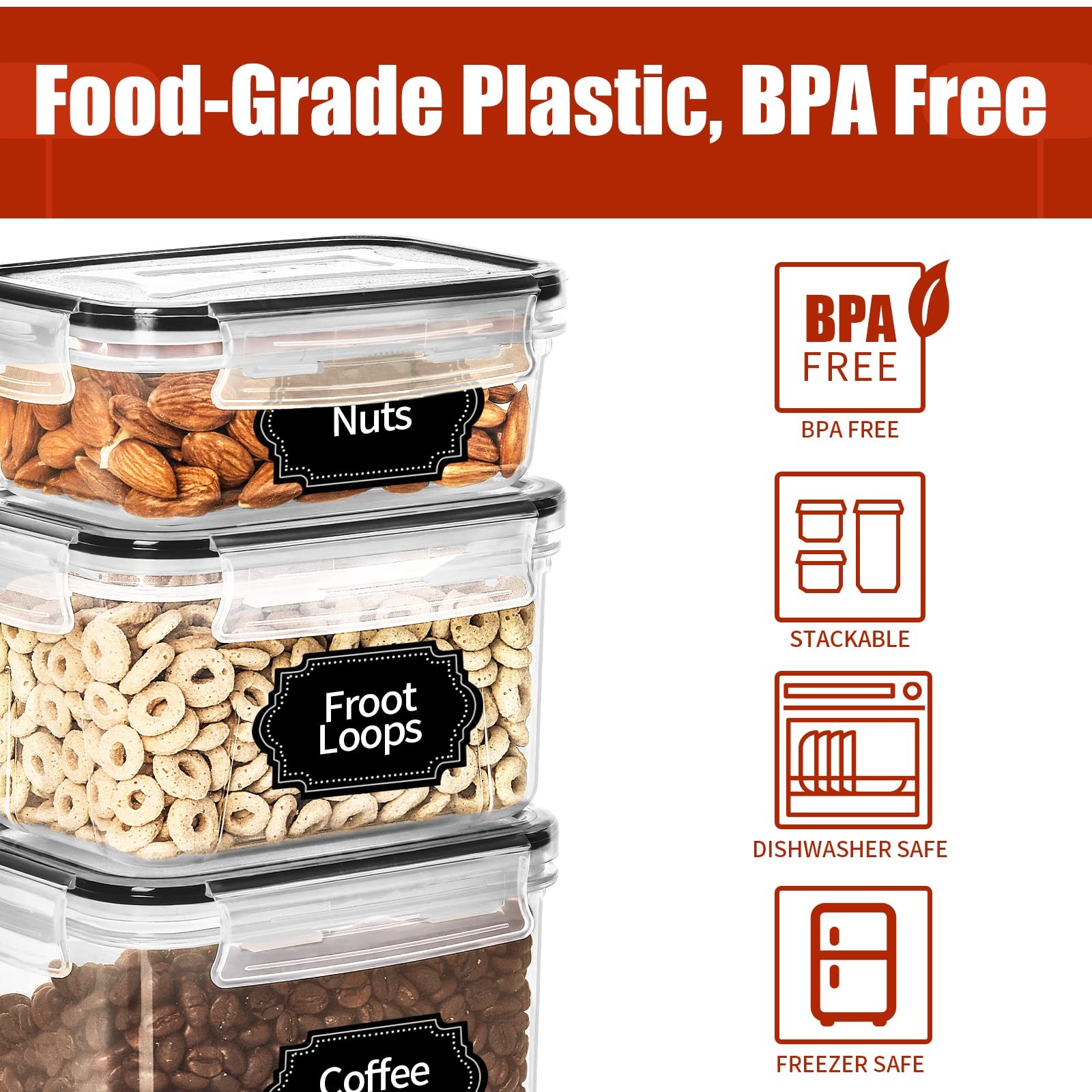 30 Pack Airtight Food Storage Containers for Organizers and Storage