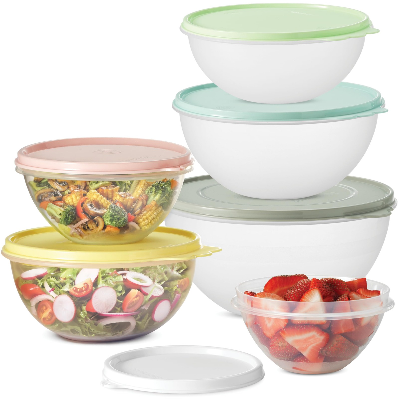 Best Food Storage Containers with Lids 6Pcs Mixing Bowls Set Leakproof Easy Pull