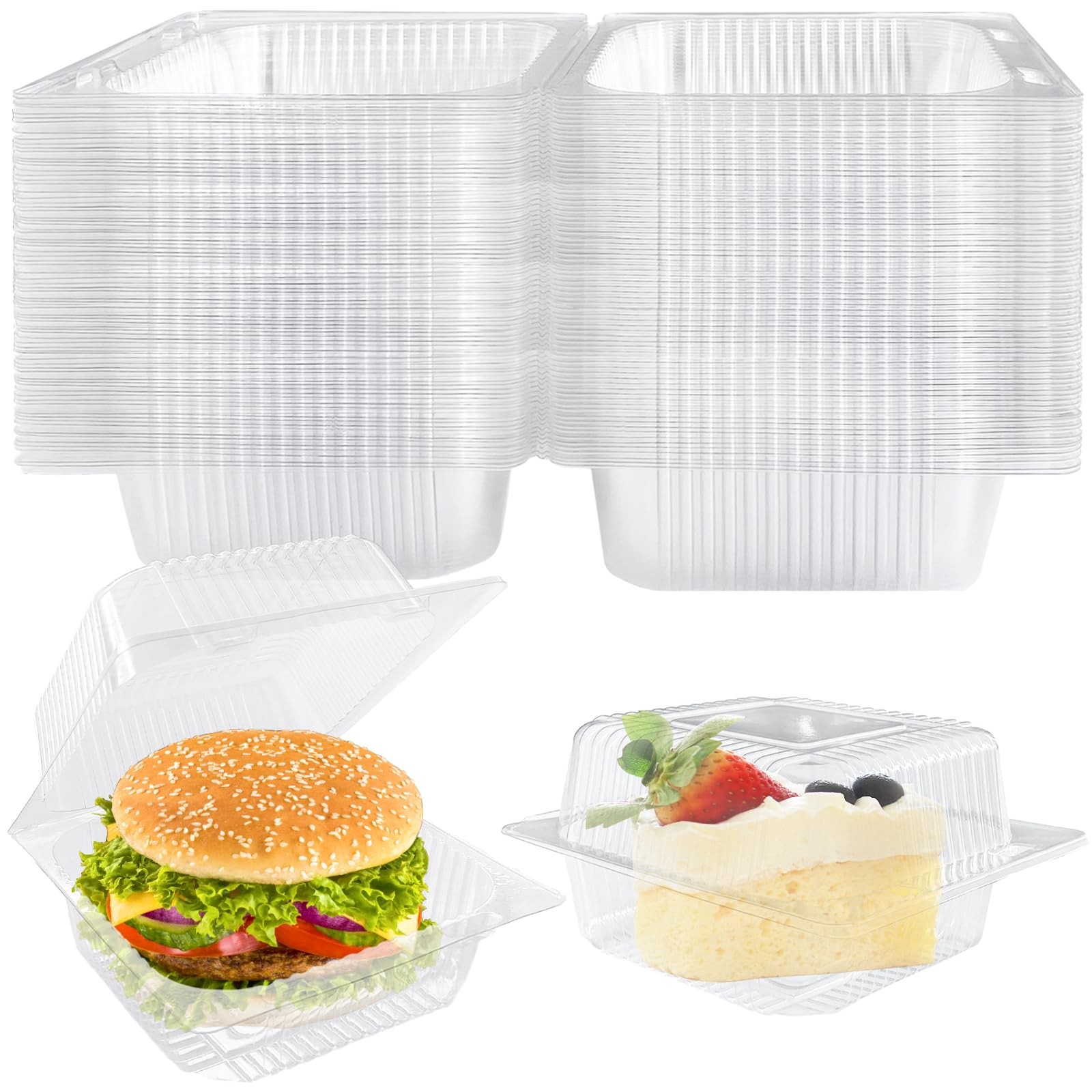 50 Pcs Clear Plastic Take Out Containers,Clear Plastic Square Hinged Food Con…