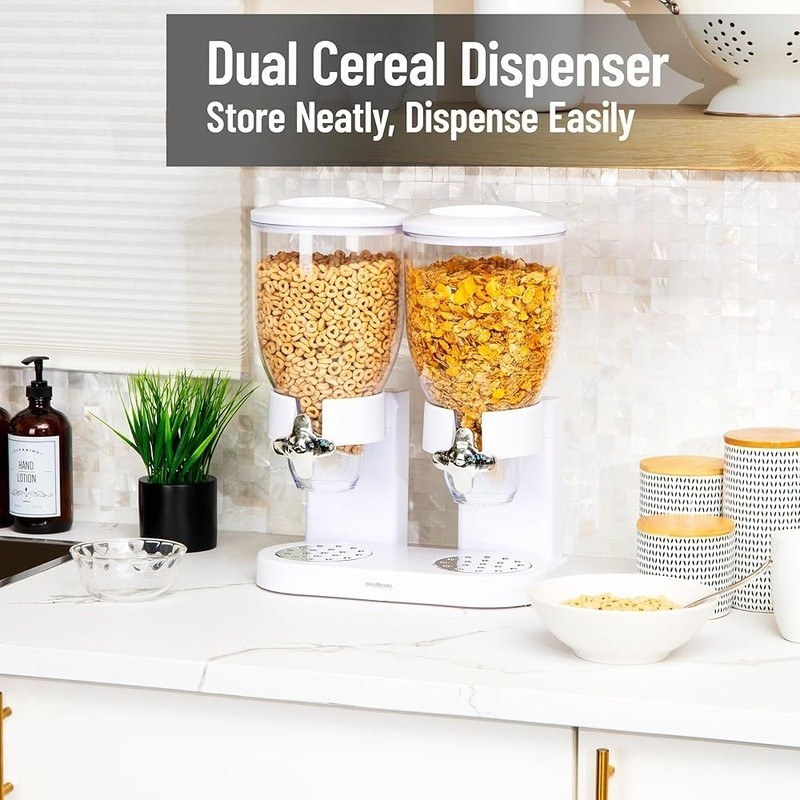 Airtight Cereal Dispenser Dual Storage Container Twist Valve Crumb Tray 3.5L New