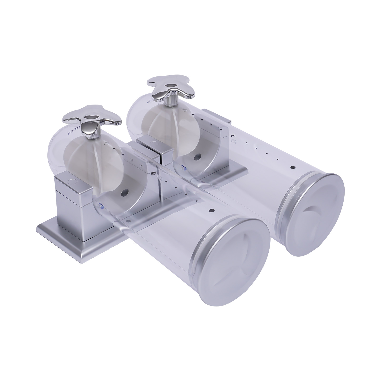 Wall Mount Double Cereal Dispenser Coffee Bean Dry Food Storage Container Silver