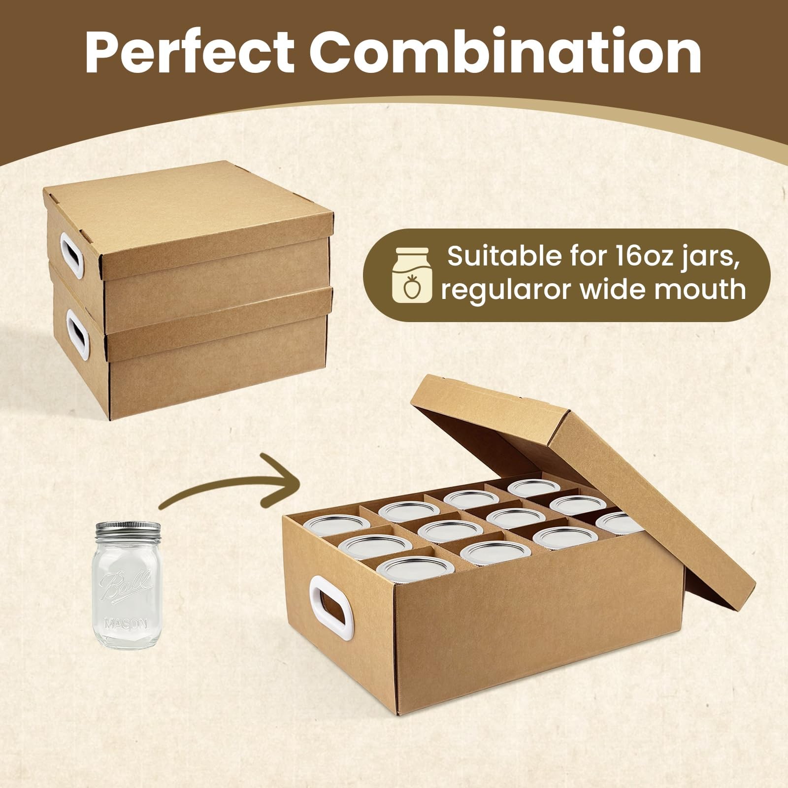 6 Pcs Canning Jar Storage Boxes, Cardboard Mason Jar Storage Box, 16 oz with …