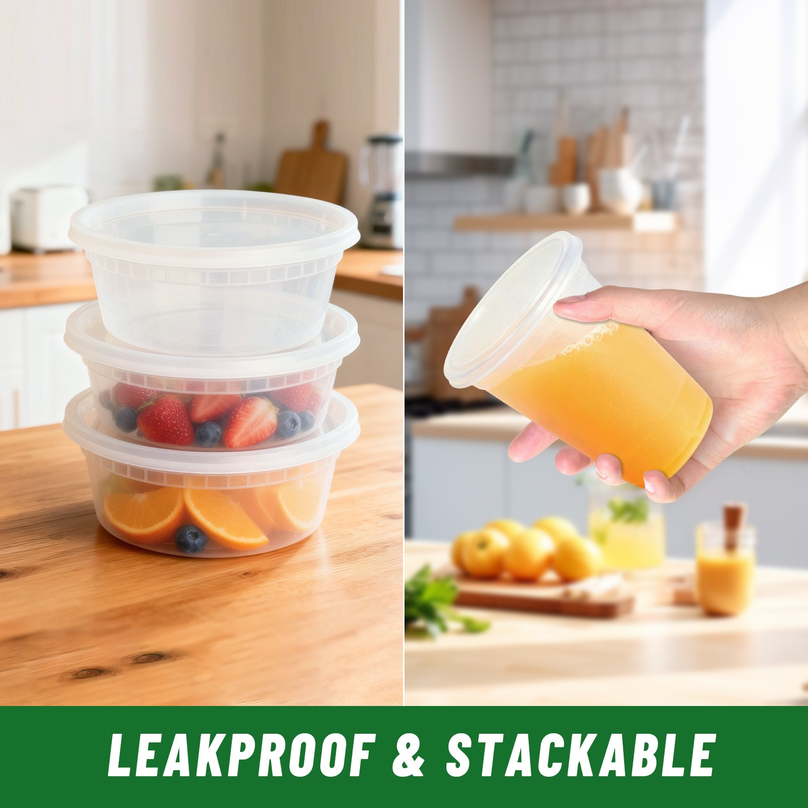 480PCS 16oz Deli Containers Leakproof BPA Free Stackable Lids Value BulkPack Set
