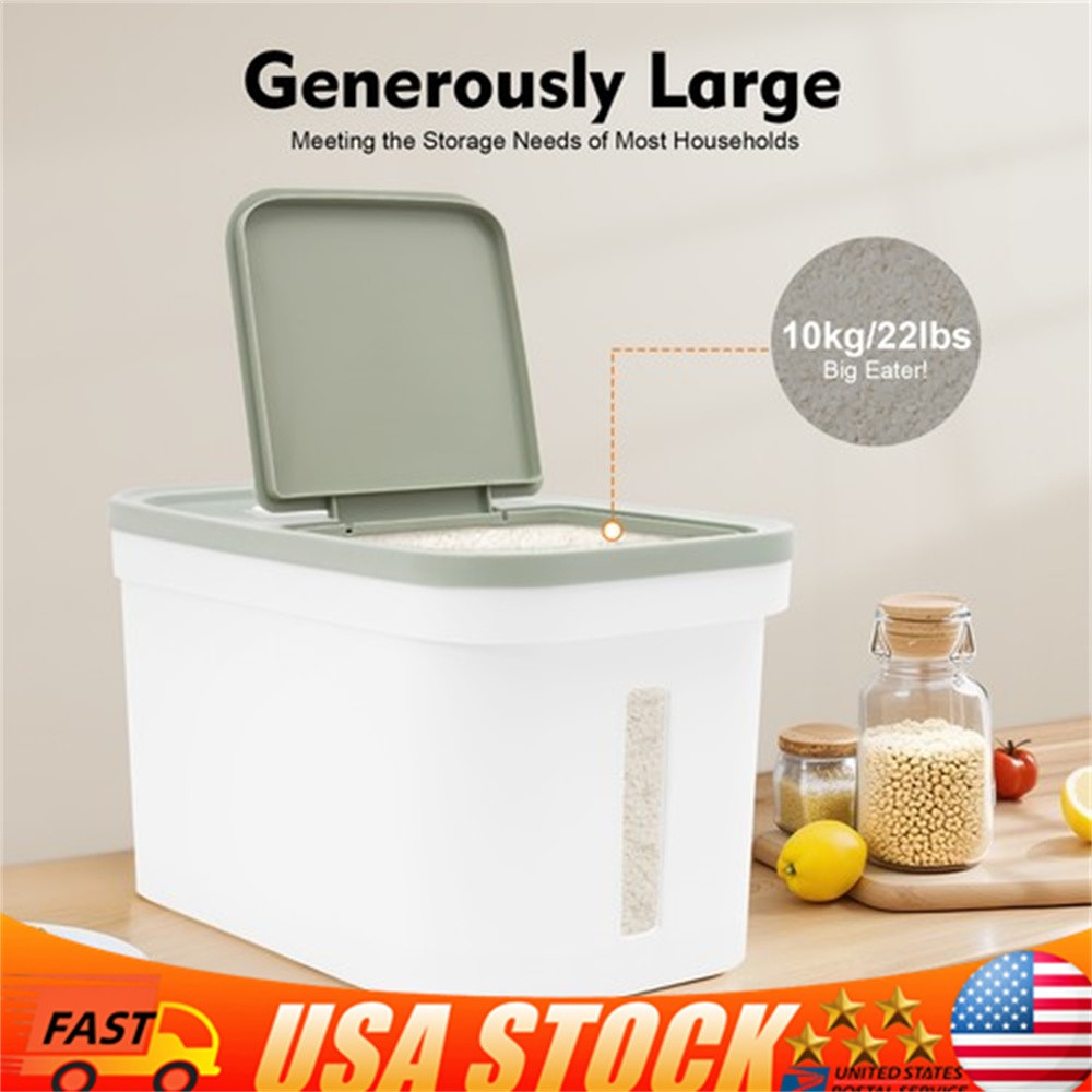 10kg Large Rice Storage Container Food Flour Airtight Box Rice Dispenser W/Cup