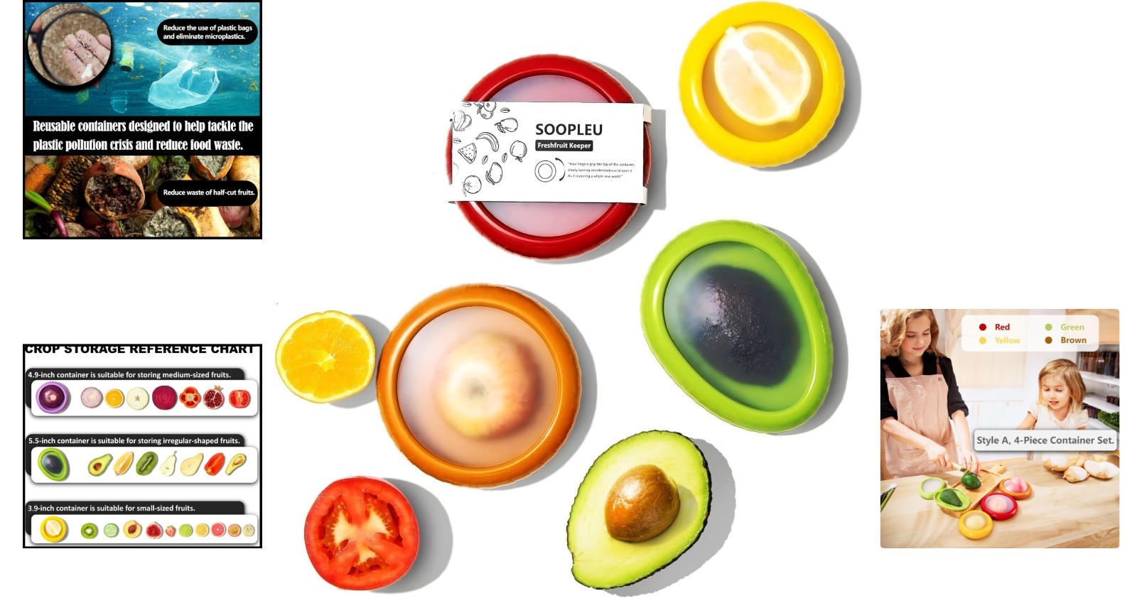 Versatile Avocado Saver Set – 4 BPA-Free Food Storage Containers for Vegetables