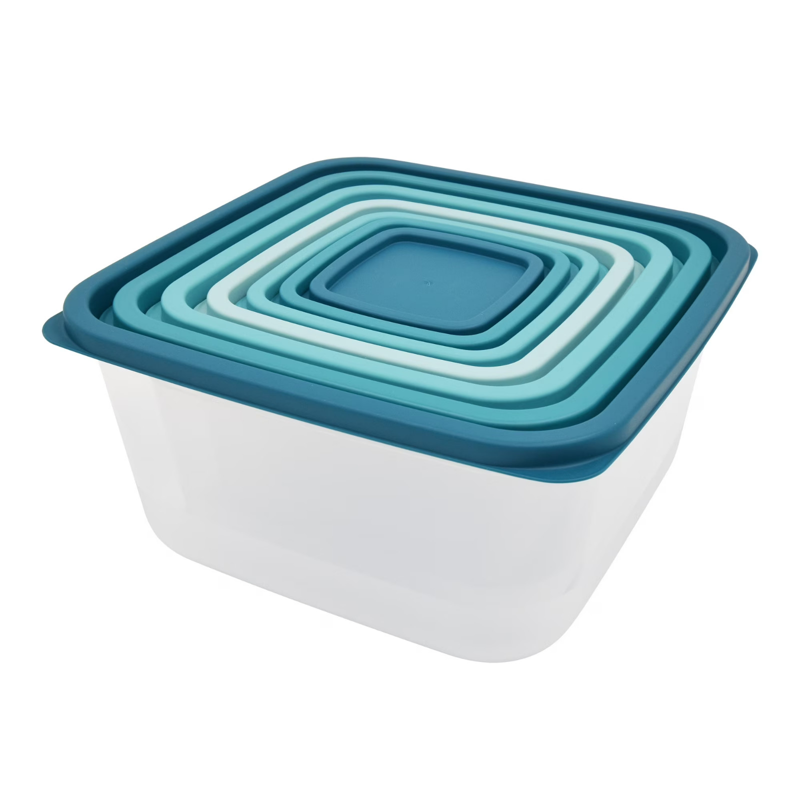 Mainstays 14 Piece Teal Plastic Food Storage Set, Teal Ombre, Ideal Use for Meal