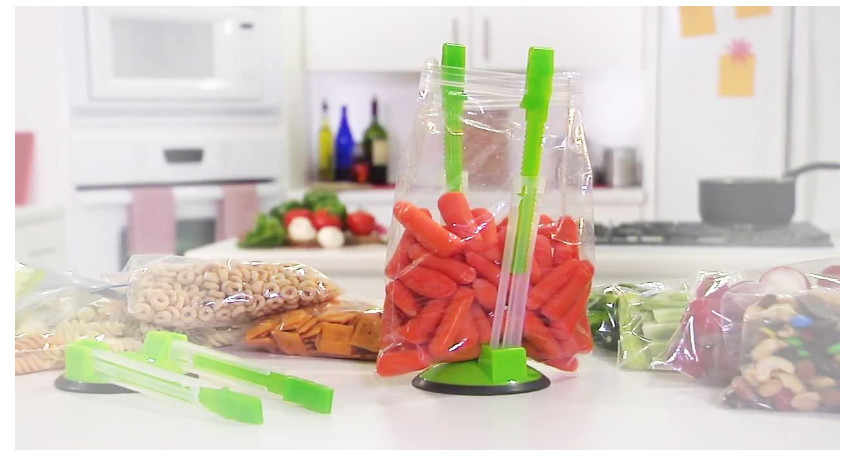 Stand Food Prep Holders Plastic Bag Ziplock Bags Dry Hand Free Rack Clips 4 Pack
