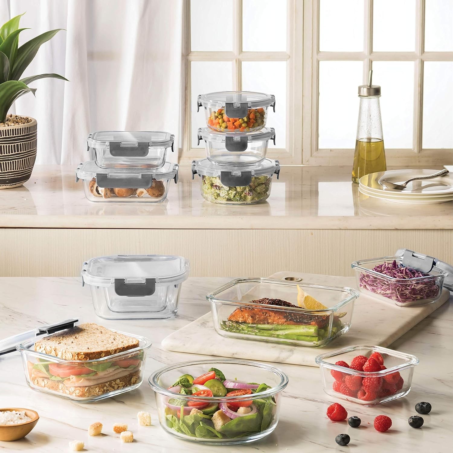 Durable 24-Piece Borosilicate Meal Prep Containers – Leak Resistant & Safe