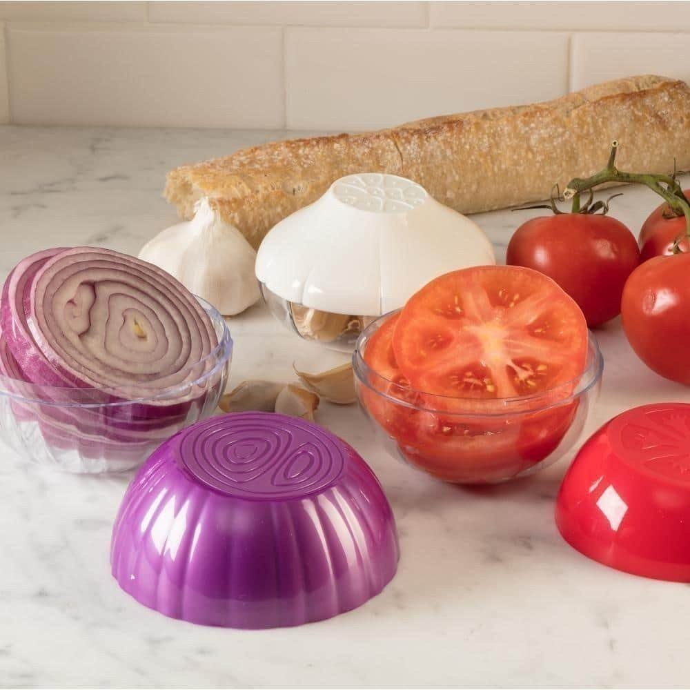 Hutzler 3pc Pro-Line Food Saver Set, Onion, Tomato, and Garlic Containers
